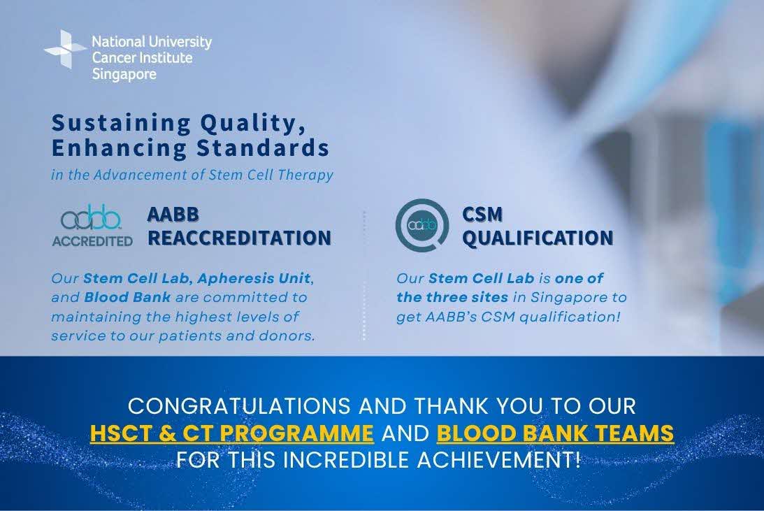 NCIS HSCT & CT Programme and Blood Bank Teams Achieve AABB Reaccreditation and CSM Qualification
